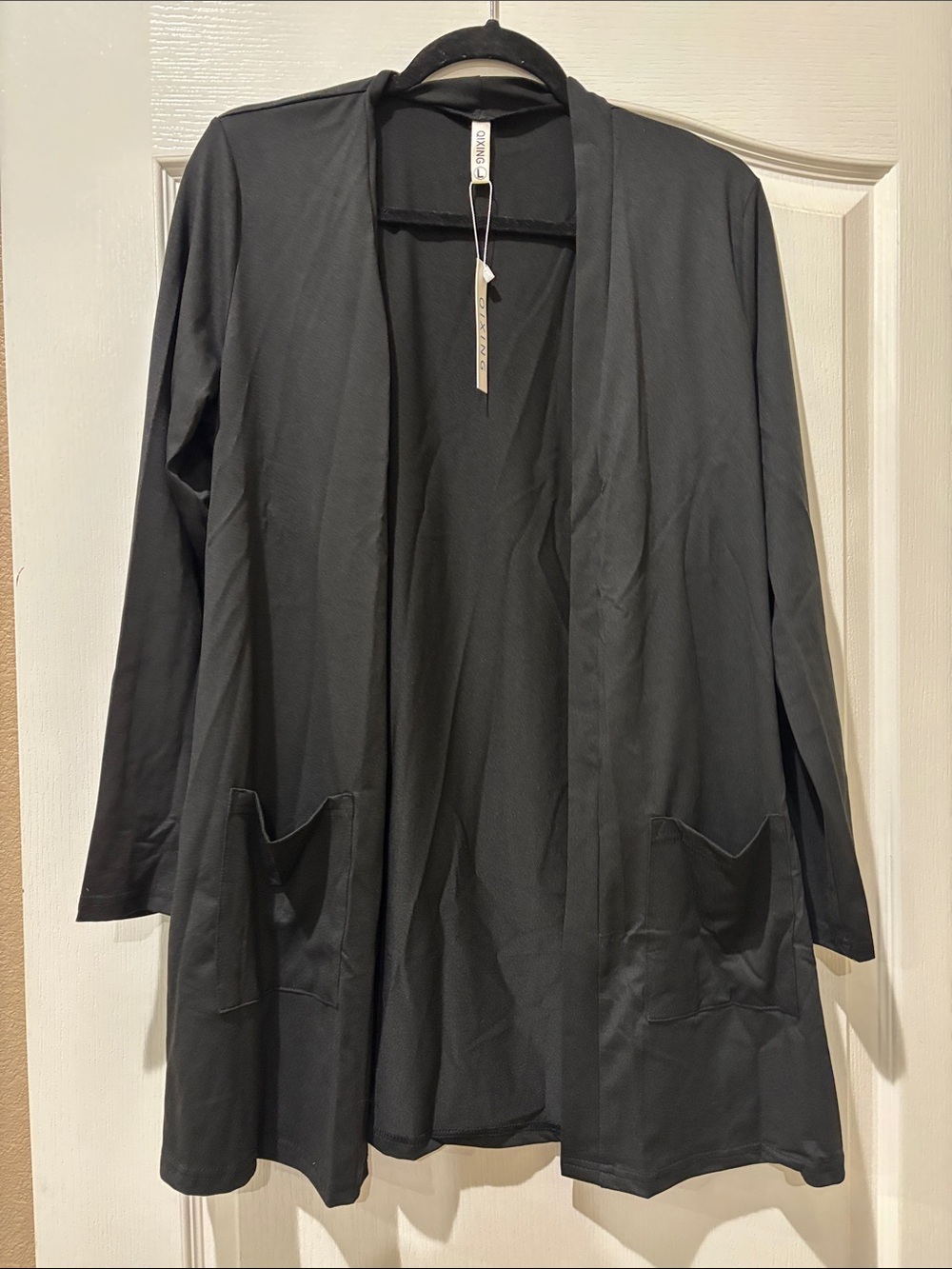 Open-Front Black Lightweight Jacket - Unbranded